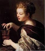 Anthoni Schoonjans Cleopatra puts a pearl in the wine oil painting